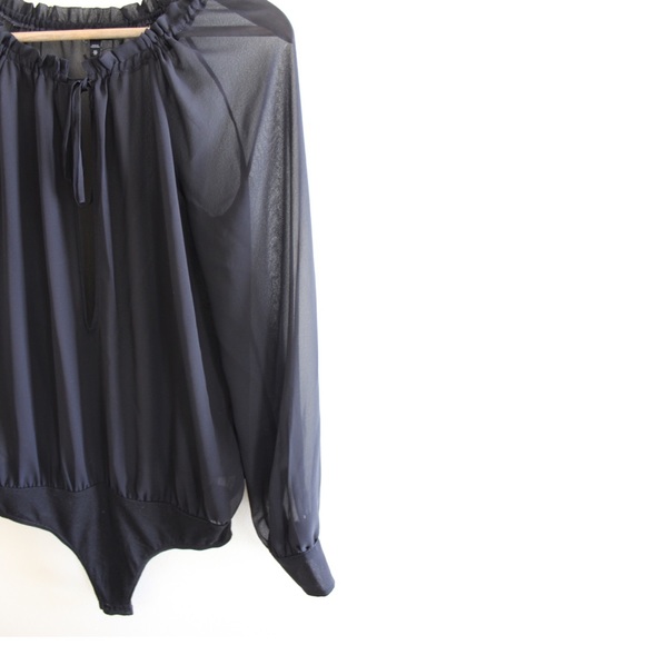 Express Sheer Long Sleeve Thong Bodysuit - Picture 4 of 9